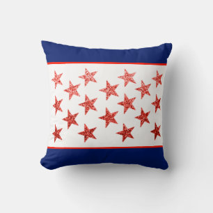 4th of July, red, white, blue, flag, stars, arrows Cushion