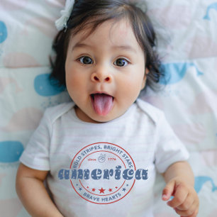 4th of July Red White Blue Modern Typography Baby Bodysuit