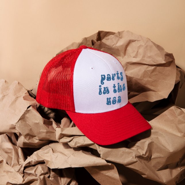 4th of July Red White Blue Modern Typography Trucker Hat (Creator Uploaded)