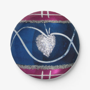 4th of July Red White Blue Patriotic Old Glass Paper Plate