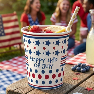 4th Of July Red White & Blue Patriotic Paper Cups