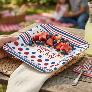 4th Of July Red White & Blue Patriotic Paper Plate
