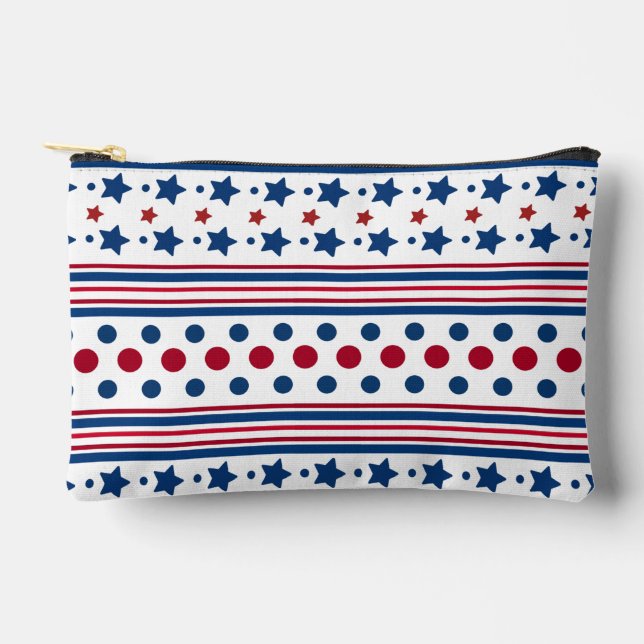4th Of July Red White & Blue Patriotic Small Accessory Pouch (Front)