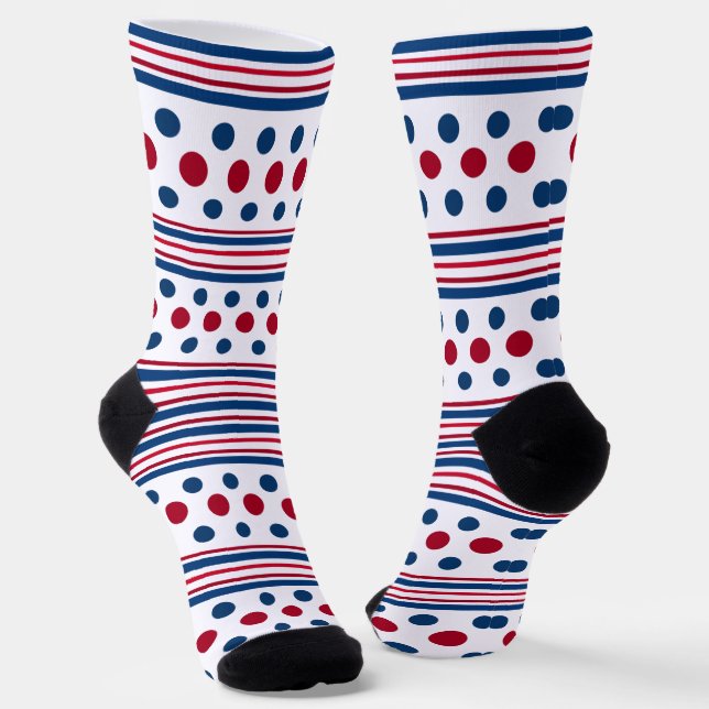 4th Of July Red White & Blue Patriotic Socks (Angled)