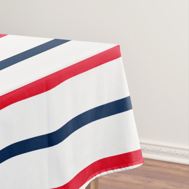 4th of July red white blue patriotic stripes Tablecloth (In Situ)