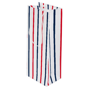 4th of July red white blue patriotic stripes Wine Gift Bag