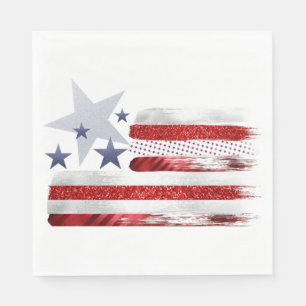 4th of July, red, white, blue square paper napkin. Napkin