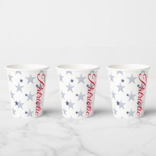 4th of July, red, white, blue stars patriotic Paper Cups