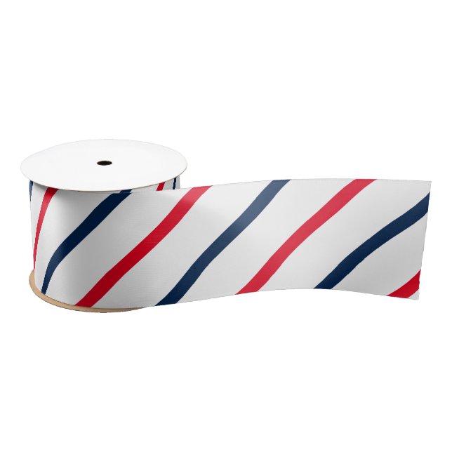 4th of July red white blue stripes patriotic gift Satin Ribbon (Spool)