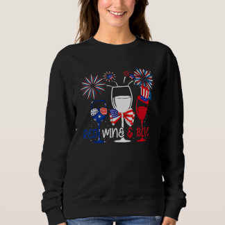 4th Of July Red White Blue Wine Glasses Fireworks Sweatshirt