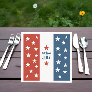 4th OF July Red, White & Blue with Stars Napkin