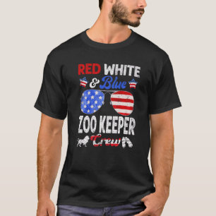4th Of July Red White & Blue Zoo Keeper Crew Ameri T-Shirt