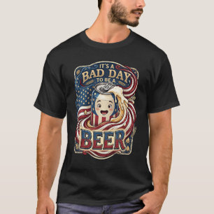 4Th Of July Retro Bad Day To Be A Beer Usa Flag Pa T-Shirt