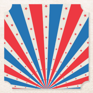 4th of July Retro Stars and Stripes Paper Plates Coaster