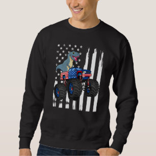 4th Of July Rex Dino Trex Dinosaur Monster Truck P Sweatshirt