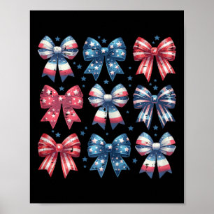 4th Of July Ribbons Bows American Girls Kids Toddl Poster
