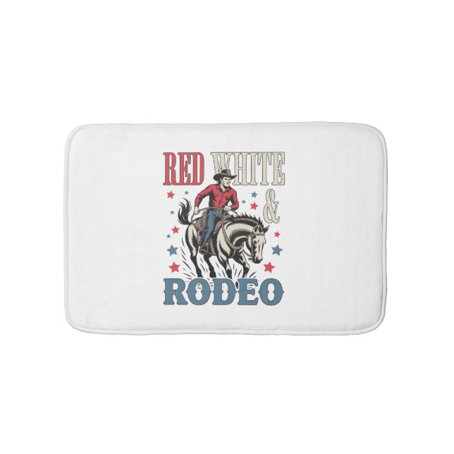 4th of July Rodeo Cowboy Bath Mat (Front)
