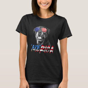4th Of July Rottweiler Merica American Flag Patrio T-Shirt