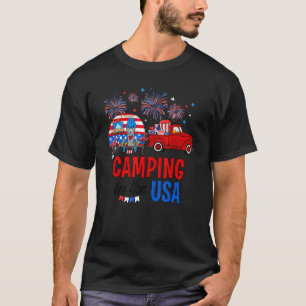 4th Of July Rv Camping In The Usa American Flag Ca T-Shirt