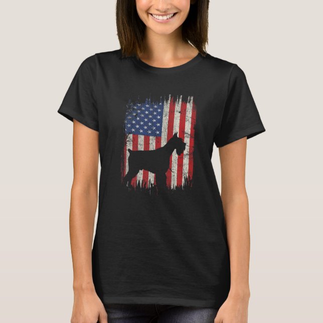 4th Of July Schnauzer American Flag Patriotic Dog  T-Shirt (Front)