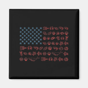 4th Of July Sea Creatures American Flag Family Magnet