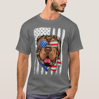 4th Of July Shar Pei American Flag Patriotic Dog L T-Shirt