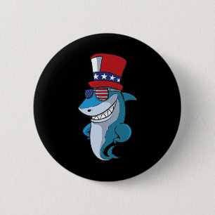 4th Of July Shark For Kids 6 Cm Round Badge