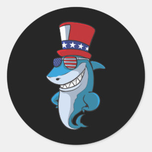 4th Of July Shark For Kids Classic Round Sticker