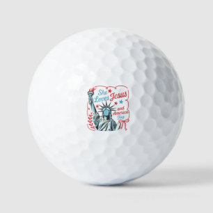 4th of July She Loves Jesus and America Too Christ Golf Balls
