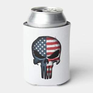 4th Of July Shirt For Women Men American Flag Skul Can Cooler