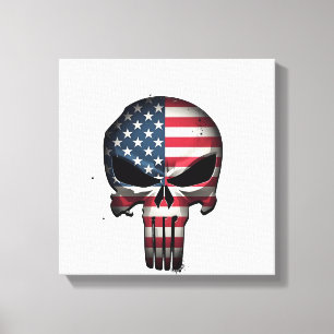 4th Of July Shirt For Women Men American Flag Skul Canvas Print