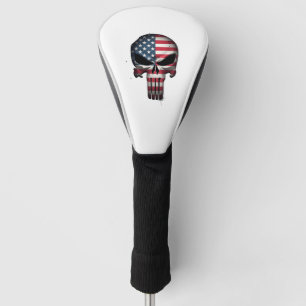 4th Of July Shirt For Women Men American Flag Skul Golf Head Cover