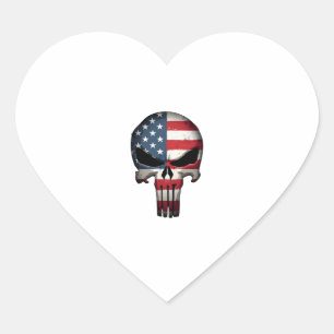 4th Of July Shirt For Women Men American Flag Skul Heart Sticker