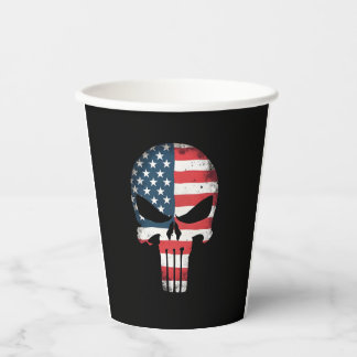 4th Of July Shirt For Women Men American Flag Skul Paper Cups