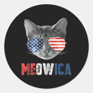 4th Of July Shirt Meowica American Flag Cat  Classic Round Sticker