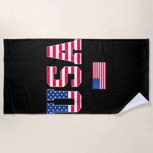 4th of July Shirt USA Patriotic US American Flag W Beach Towel