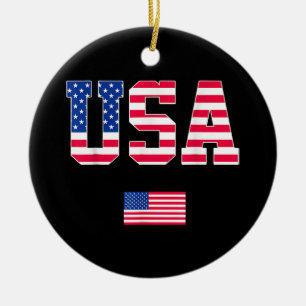 4th of July Shirt USA Patriotic US American Flag W Ceramic Tree Decoration