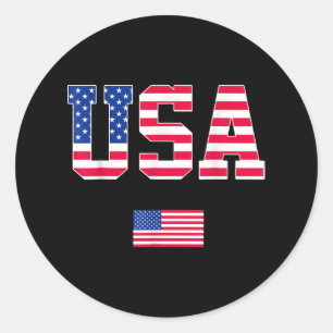 4th of July Shirt USA Patriotic US American Flag W Classic Round Sticker