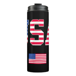 4th of July Shirt USA Patriotic US American Flag W Thermal Tumbler