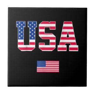 4th of July Shirt USA Patriotic US American Flag W Tile