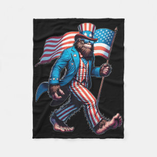 4th Of July Shirts Patriotic American Flag Bigfoot Fleece Blanket