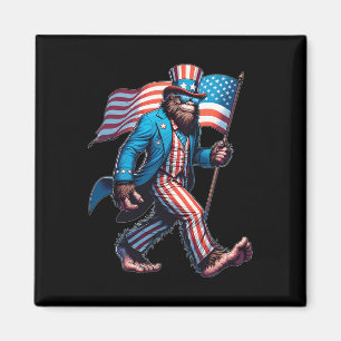 4th Of July Shirts Patriotic American Flag Bigfoot Magnet