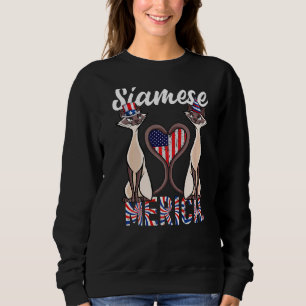 4th Of July Siamese Cat Heart American Flag Merica Sweatshirt