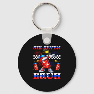 4th of july six seven bruh firecracker dabbing 67 key ring