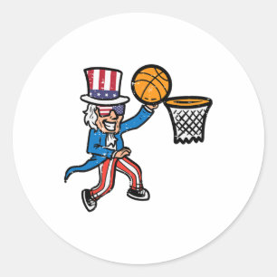 4th Of July Sketll Uncle Sam America Men Boys Kids Classic Round Sticker