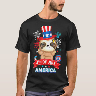 4th Of July Sloth Patriotic Sloth 4th Of July Meri T-Shirt