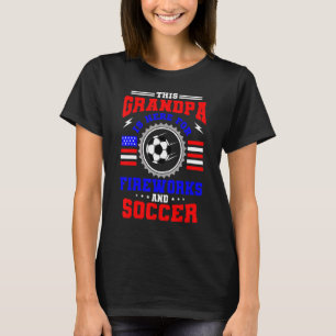 4th Of July Soccer Firework Grandad American Flag  T-Shirt
