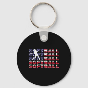 4th Of July Softll American Flag Vintage Patriotic Key Ring