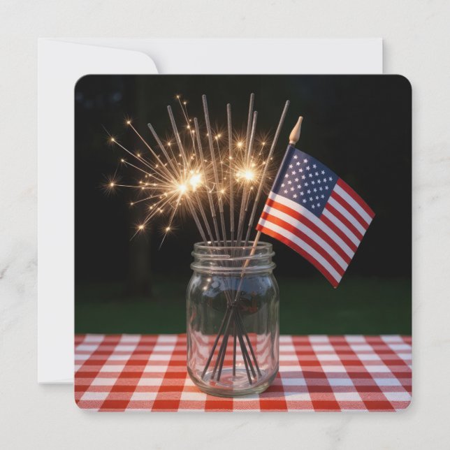 4th of July Sparklers and Flags Invitation (Front)