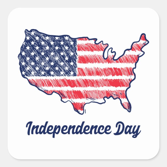 4th of July  Square Sticker (Front)